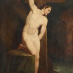Etty, William; Academic Study of a Male Nude in the Same Pose as a Figure in Michelangelo's 'Last Judgement' in the Sistine Chapel, Rome; National Trust, Anglesey Abbey; http://www.artuk.org/artworks/academic-study-of-a-male-nude-in-the-same-pose-as-a-figure-in-michelangelos-last-judgement-in-the-sistine-chapel-rome-170118